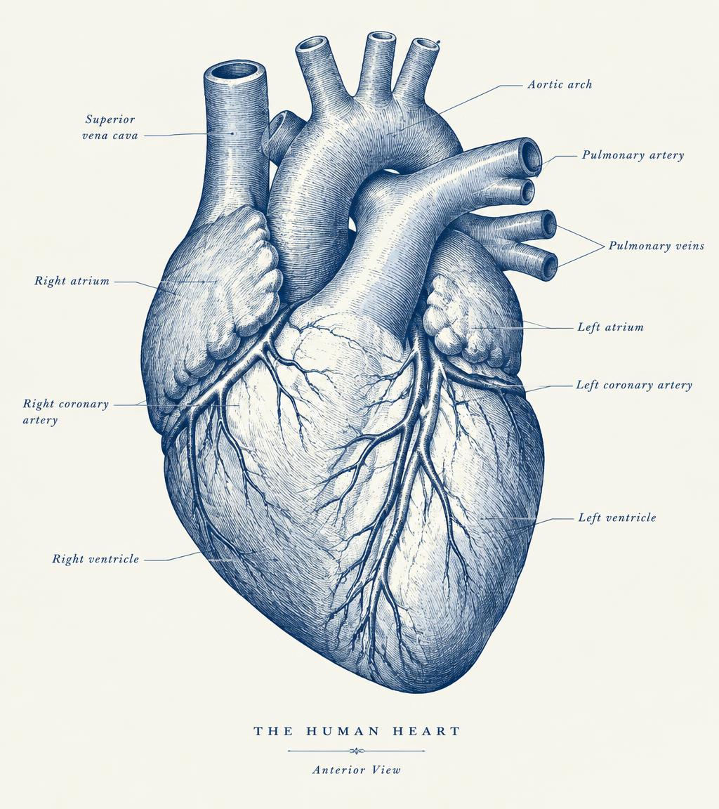 Anatomical engraving of the human heart